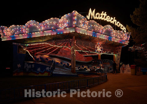 Photo - Lights of The Matterhorn Ride Brighten The Scene at The Historic Lakeside Amusement Park in Denver, Colorado, which Opened in 1908 Adjacent to Lake Rhoda