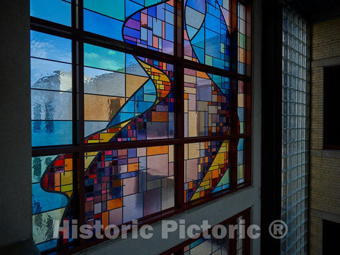 Photo- Part of the"Menare" (Latin for"flow") stained-glass installation at a building on the Colorado School of Mines campus in Golden, Colorado 2 Fine Art Photo Reproduction