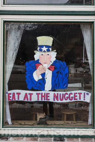 Photo - Patriotic Twist to a Sign Promoting The Silver Nugget Cafe in Ouray, Colorado- Fine Art Photo Reporduction