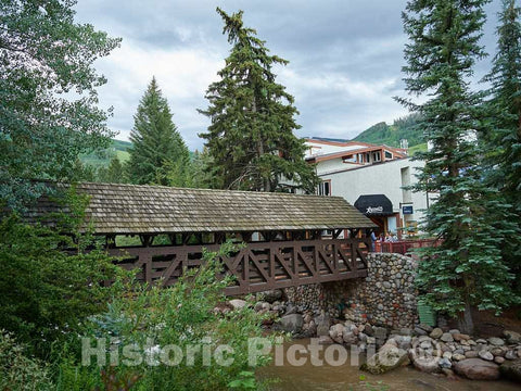 Photo - Covered Pedestrian Bridge in Vail Village in The Heart of The ski-Resort Town of Vail, Colorado- Fine Art Photo Reporduction