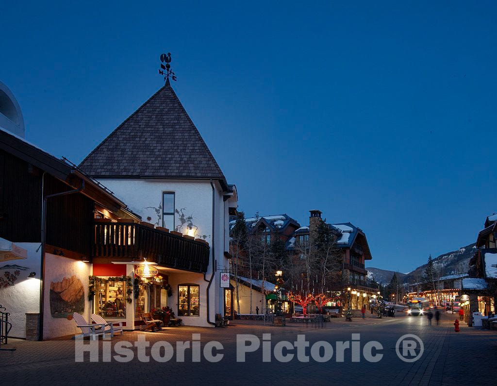 Photo - Dusk in Vail Village in The Heart of The ski-Resort Town of Vail, Colorado- Fine Art Photo Reporduction
