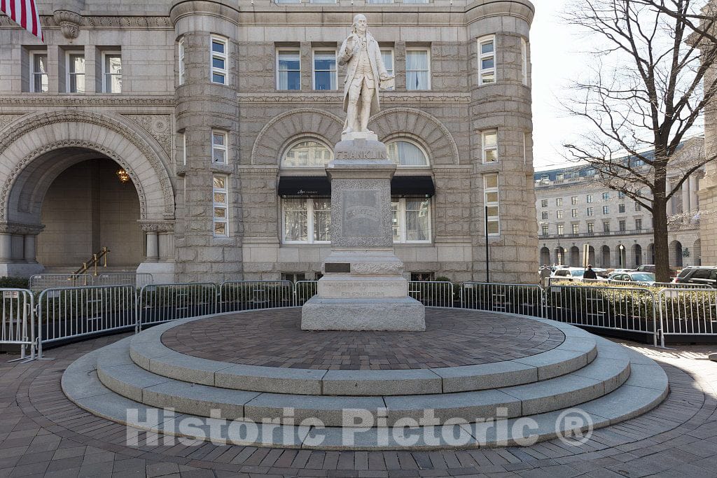 Photo - Statue of Benjamin Franklin Outside The Old Post Office and Clock Tower, Washington, D.C.- Fine Art Photo Reporduction