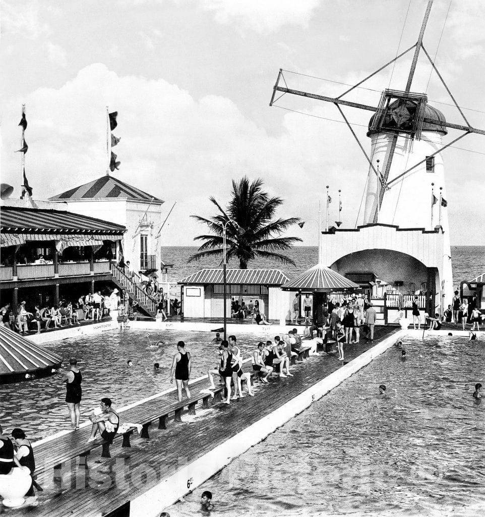 Miami Historic Black & White Photo, The Roman Pools at the Miami Beach Casino, c1926 -