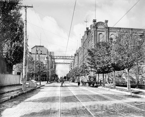 Milwaukee Historic Black & White Photo, Outside the Pabst Brewery, c1895 -