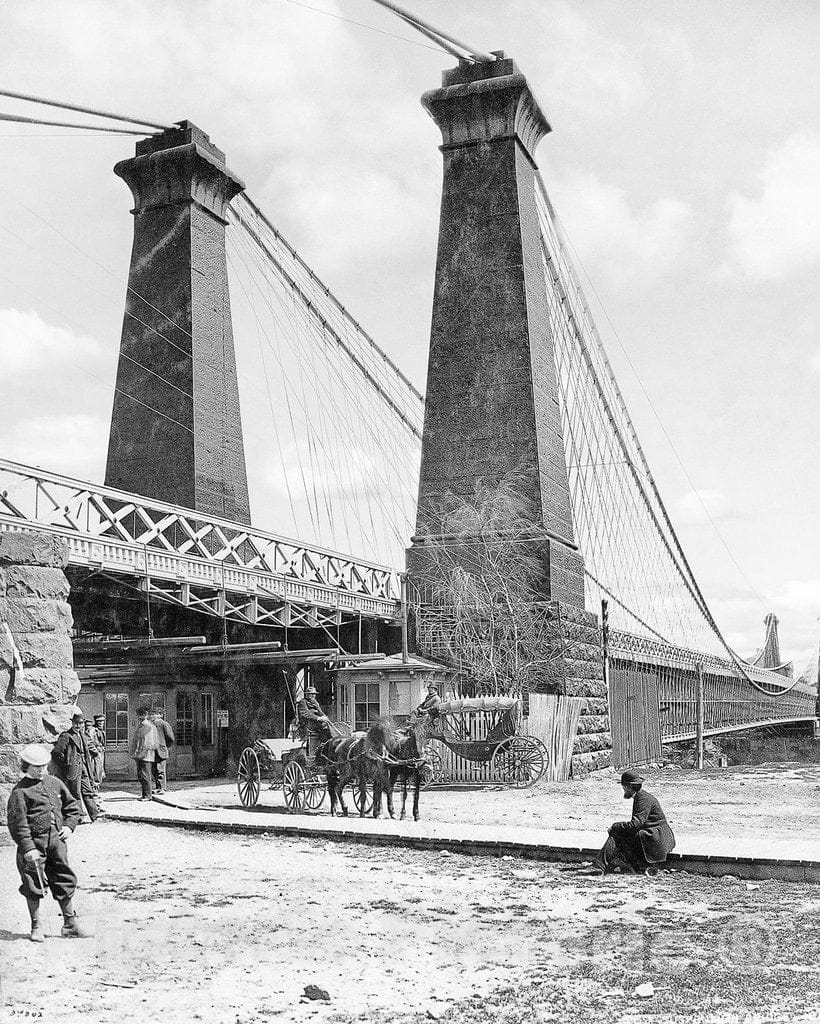 Historic Black & White Photo - Niagara Falls, New York - The Niagara Falls Suspension Bridge, c1869 -