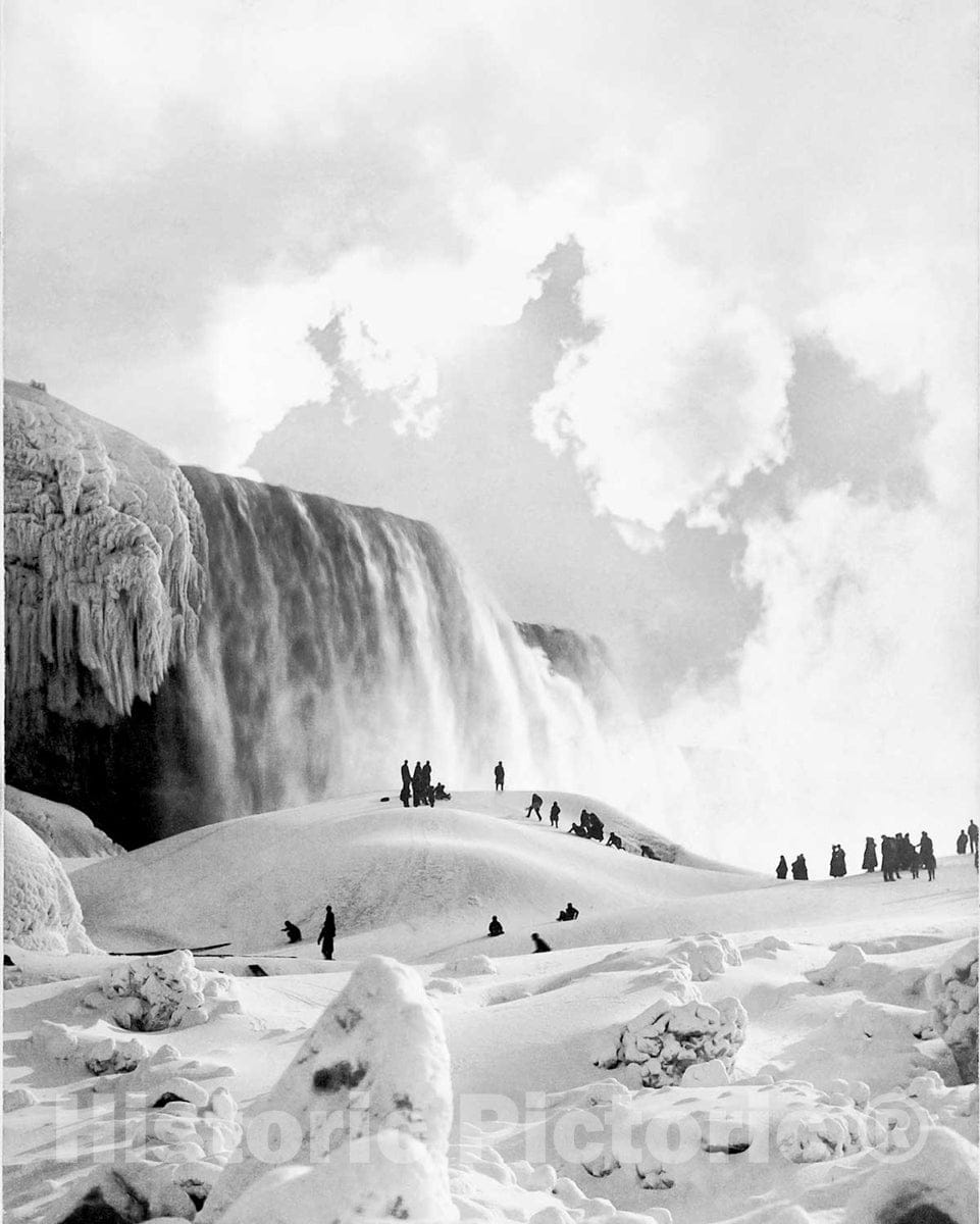 Historic Black & White Photo - Niagara Falls, New York - On The Niagara Ice Bridge, c1883 -