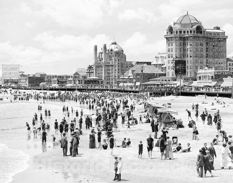 Historic Black & White Photo - Atlantic City on the Jersey Shore - The Grand Beachfront Hotels, Atlantic City, c1915 -