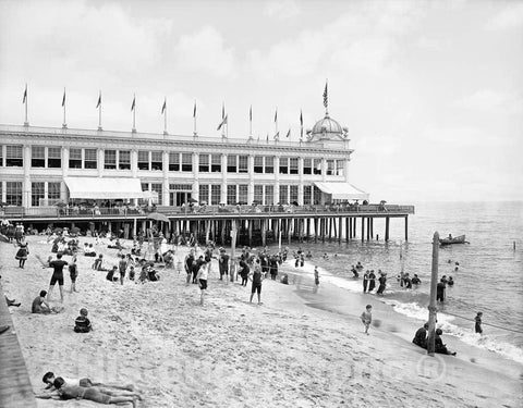 Historic Black & White Photo - Asbury Park on the Jersey Shore - The First Casino on the Boardwalk, Asbury Park, c1905 -