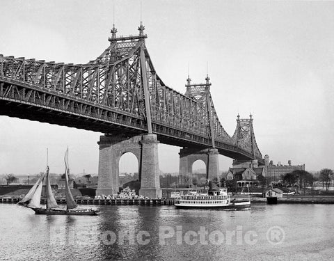 Historic Black & White Photo - New York City, New York - The Queensboro Bridge, c1915 -