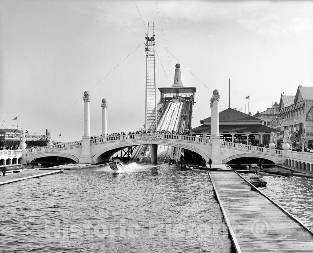 New York City Historic Black & White Photo, Dreamland, Coney Island, c1903 -