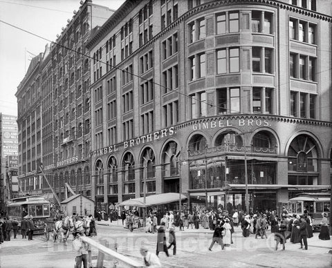 Philadelphia Historic Black & White Photo, Gimbel Brothers Store, c1904 -