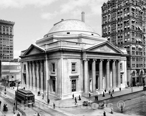 Philadelphia Historic Black & White Photo, The Girard Trust Building on Broad Street, c1907 -
