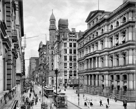 Philadelphia Historic Black & White Photo, Chesnut Street at the Old Post Office, c1904 -