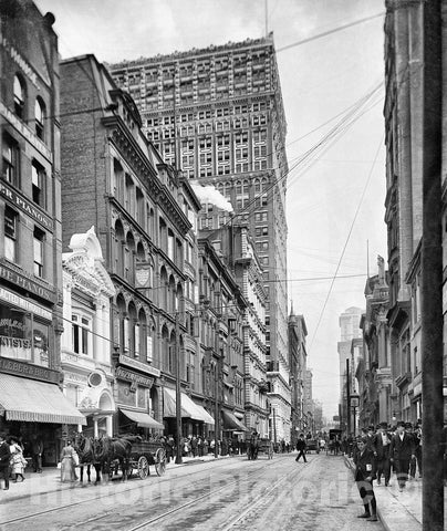Pittsburgh Historic Black & White Photo, Commerce on Fifth Avenue, c1904 -