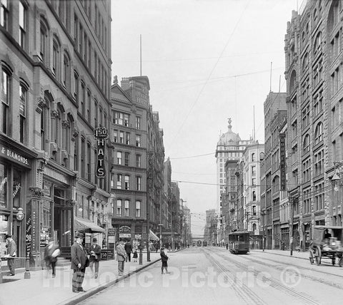 Pittsburgh Historic Black & White Photo, Liberty Avenue, looking west, c1904 -
