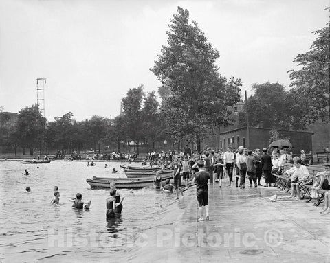 Pittsburgh Historic Black & White Photo, Lake Elizabeth, West Park, c1907 -