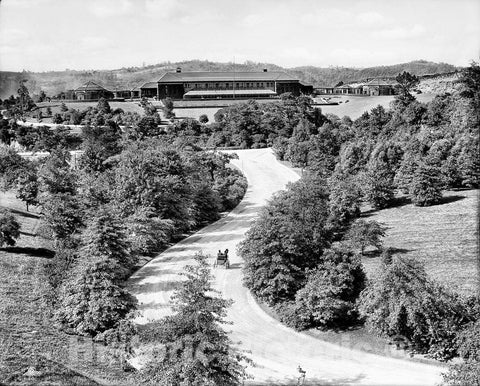 Pittsburgh Historic Black & White Photo, The Road Winding Through Highland Park, c1904 -