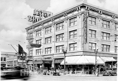 Portland Historic Black & White Photo, The Broadway Hotel, c1933 -