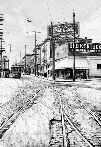Portland Historic Black & White Photo, Streetcar Tracks at Burnside and 16th Avenue, c1917 -