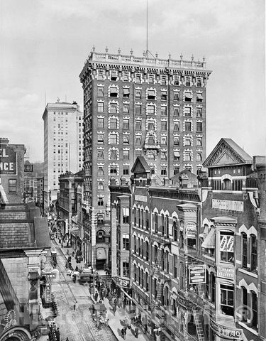 Providence Historic Black & White Photo, Westminster Street at the Union Trust Company Building, c1910 -