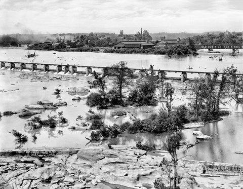 Richmond Historic Black & White Photo, Looking Over the James River to Belle Isle, c1908 -