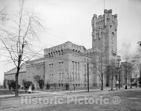 Rochester Historic Black & White Photo, Main Street Armory, c1908 -