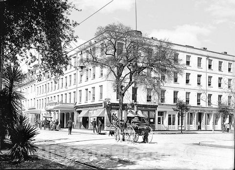 Savannah Historic Black & White Photo, The Pulaski House Hotel, c1906 -