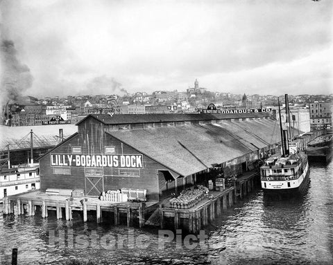 Seattle Historic Black & White Photo, A View of Seattle from the Water, c1901 -