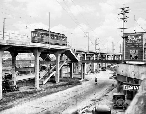 Seattle Historic Black & White Photo, The Grade Crossing at Youngstown Place, c1930 -
