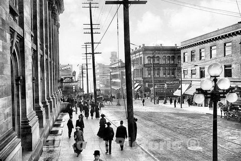 Seattle Historic Black & White Photo, Foot Traffic on Union Street and Third Avenue, c1911 -