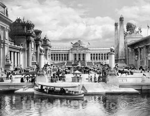 St. Louis Historic Black & White Photo, World's Fair Grand Basin, c1904 -