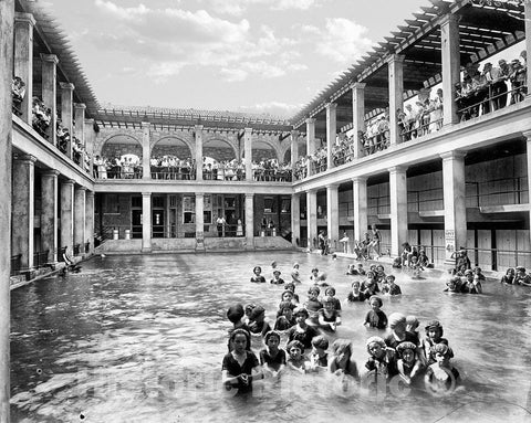 St. Louis Historic Black & White Photo, Mullanphy Pool, c1914 -