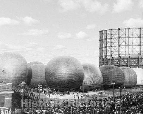 St. Louis Historic Black & White Photo, Centennial Balloon Race, c1909 -