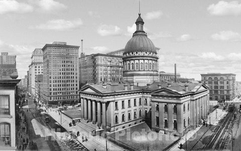 St. Louis Historic Black & White Photo, St. Louis Courthouse, c1909 -