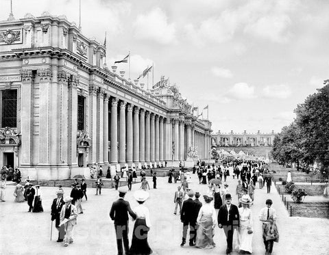 St. Louis Historic Black & White Photo, The Promenade Along the Palace of Education, World's Fair, c1904 -