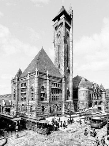 St. Louis Historic Black & White Photo, Outside Union Station, c1904 -