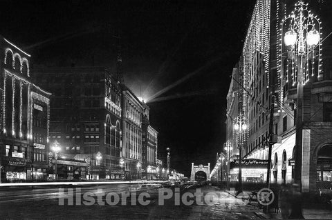 St. Louis Historic Black & White Photo, Twelfth Street Decorated for Light's Golden Jubilee, c1929 -