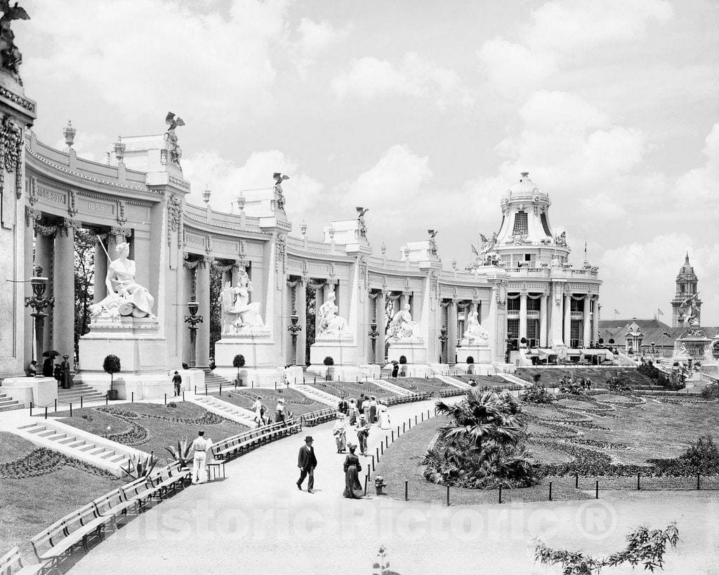 Historic Black & White Photo - St. Louis, Missouri - Colonnade of States, c1904 -