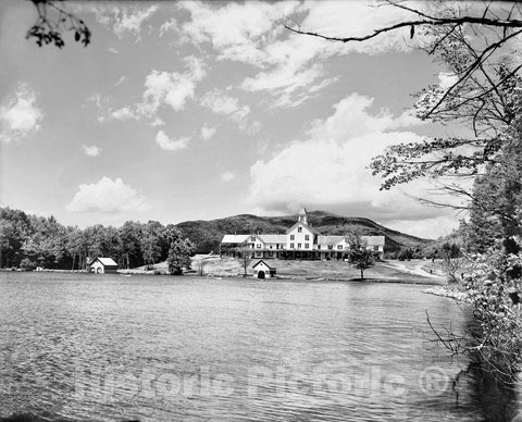 Vermont Historic Black & White Photo, The Silver Lake Hotel, Barnard, c1903 -