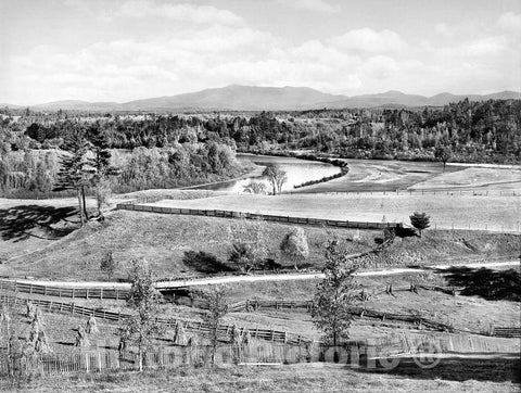 Vermont Historic Black & White Photo, Looking Over the Winooski Valley to Mt. Mansfield, Burlington, c1903 -