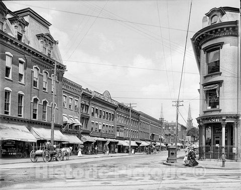 Vermont Historic Black & White Photo, Out on Center Street, Rutland, c1904 -