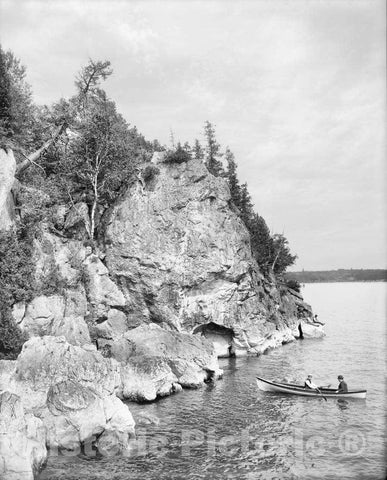 Historic Black & White Photo - Burlington, Vermont - Canoeing at Rock Point, Burlington, c1903 -