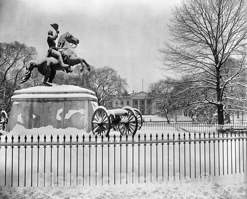 Washington D.C. Historic Black & White Photo, Snow at the White House, c1939 -