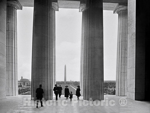 Washington D.C. Historic Black & White Photo, Vista of Monument from Lincoln Memorial, c1922 -