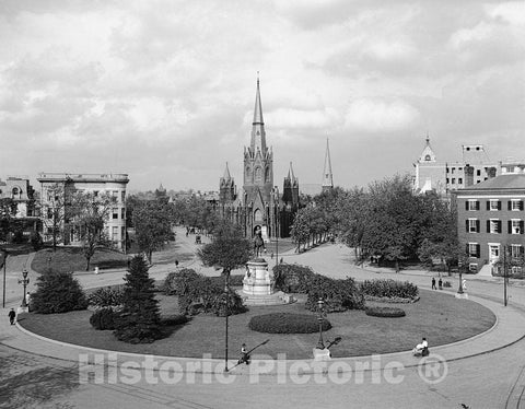 Washington D.C. Historic Black & White Photo, Thomas Circle, Northwest, c1906 -