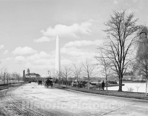 Washington D.C. Historic Black & White Photo, The Boulevard Through Potomac Park, c1915 -