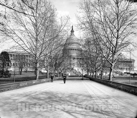 Washington D.C. Historic Black & White Photo, A Path to the Capitol, c1902 -