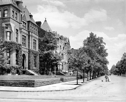 Washington D.C. Historic Black & White Photo, Residences on Rhode Island Avenue, c1904 -