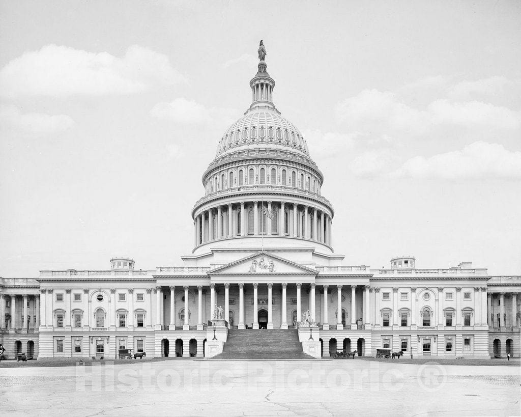Historic Black & White Photo - Washington D.C, The US Capitol Building, c1907 -