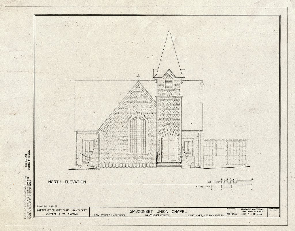 Blueprint HABS Mass,10-NANT,105- (Sheet 3 of 12) - Siasconset Union Chapel, New Street, Siasconset, Nantucket, Nantucket County, MA
